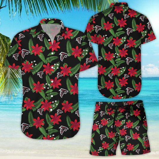 Darktreedesigns Atlanta Falcons Tropical Flower Hawaiian Shirt