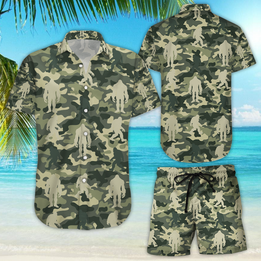 Darktreedesigns Amazing Bigfoot Camo Tropical Hawaiian Aloha Shirts