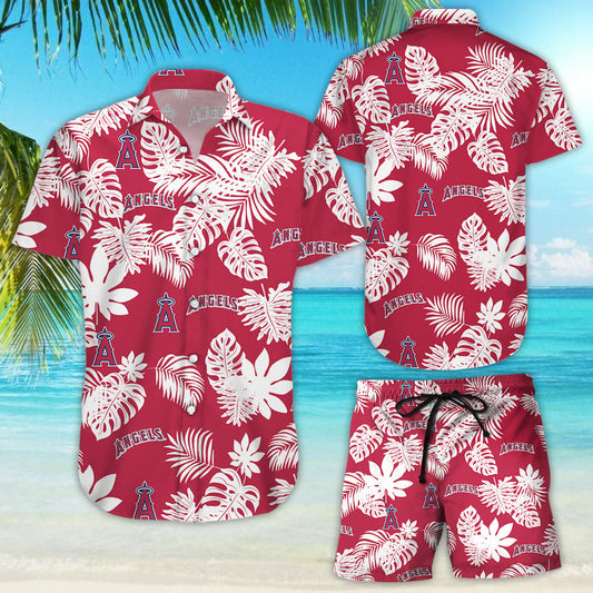 Darktreedesigns Anaheim Angels Tropical Flower Short Sleeve Hawaiian Shirt