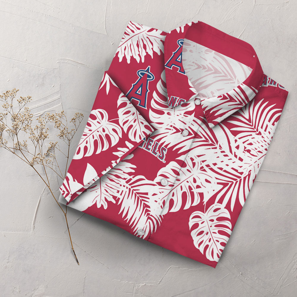 Darktreedesigns Anaheim Angels Tropical Flower Short Sleeve Hawaiian Shirt