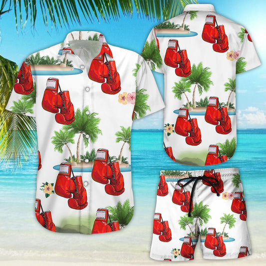 Darktreedesigns Boxing Hawaiian Shirt - Red Boxing Gloves Coconut Tree Hawaii Shirt - Gifts For Boxing Lovers