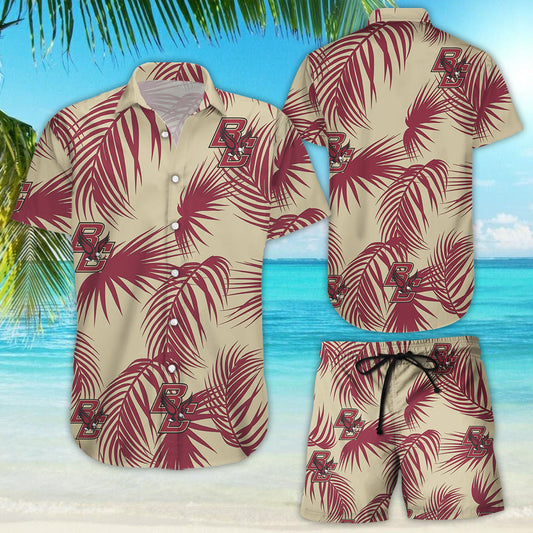 Darktreedesigns Boston College Eagles Flower Short Sleeve Hawaiian Shirt
