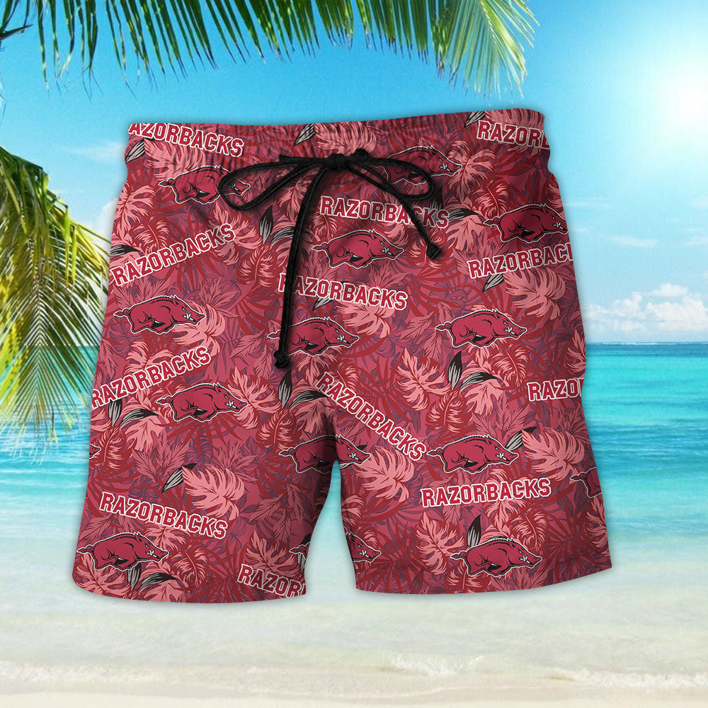 Darktreedesigns Arkansas Razorbacks Hawaiian Aloha Shirt Hawaiian Shorts Beach Short Shirt