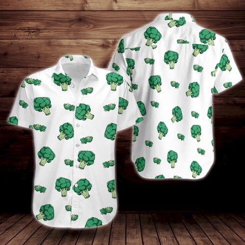 Darktreedesigns Broccoli Pattern Print Design Flower Short Sleeve Hawaiian Shirt