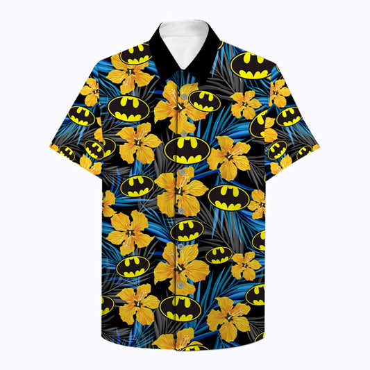 Darktreedesigns Batman Logo Floral Hawaiian Shirt Summer Shirt